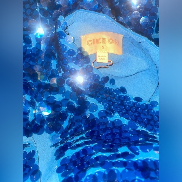 New! CIEBON Anita Bow Paillette Sequin Sleeveless Mini Shift Dress 💙 Small NWT! - Picture 15 of 15